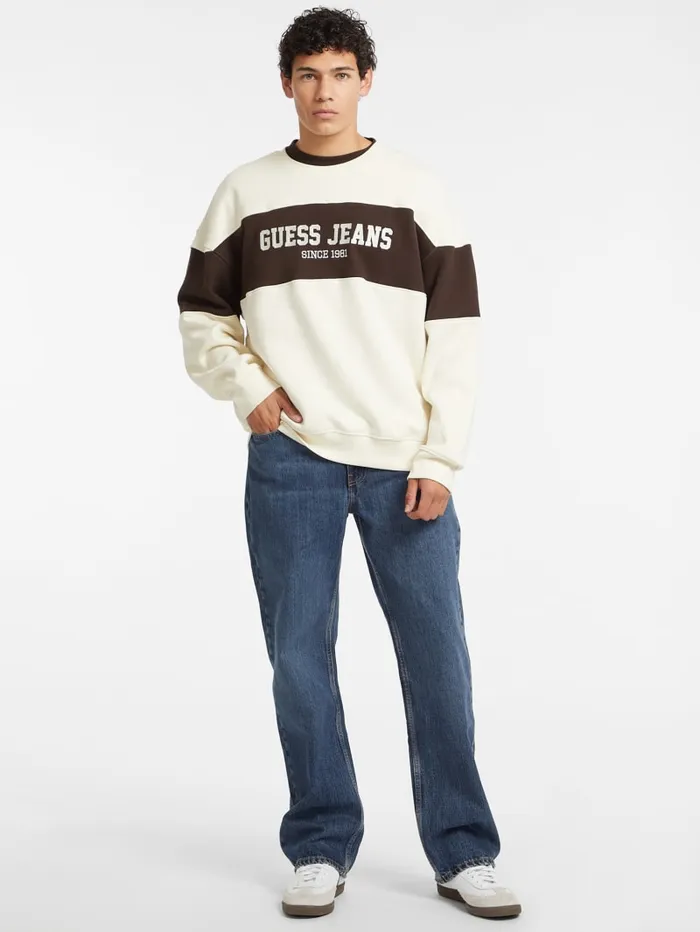 GUESS Hoodies and Sweaters Horizontal Stripe Crewneck Sweatshirt Black 8211 Men
