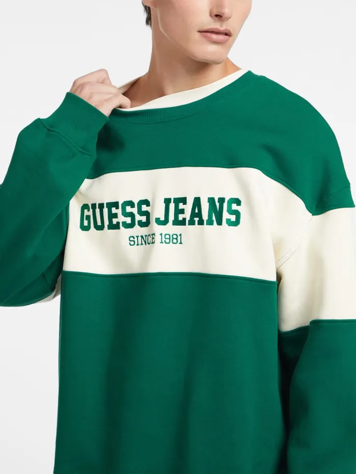 GUESS Hoodies and Sweaters Horizontal Stripe Crewneck Sweatshirt Black 8211 Men