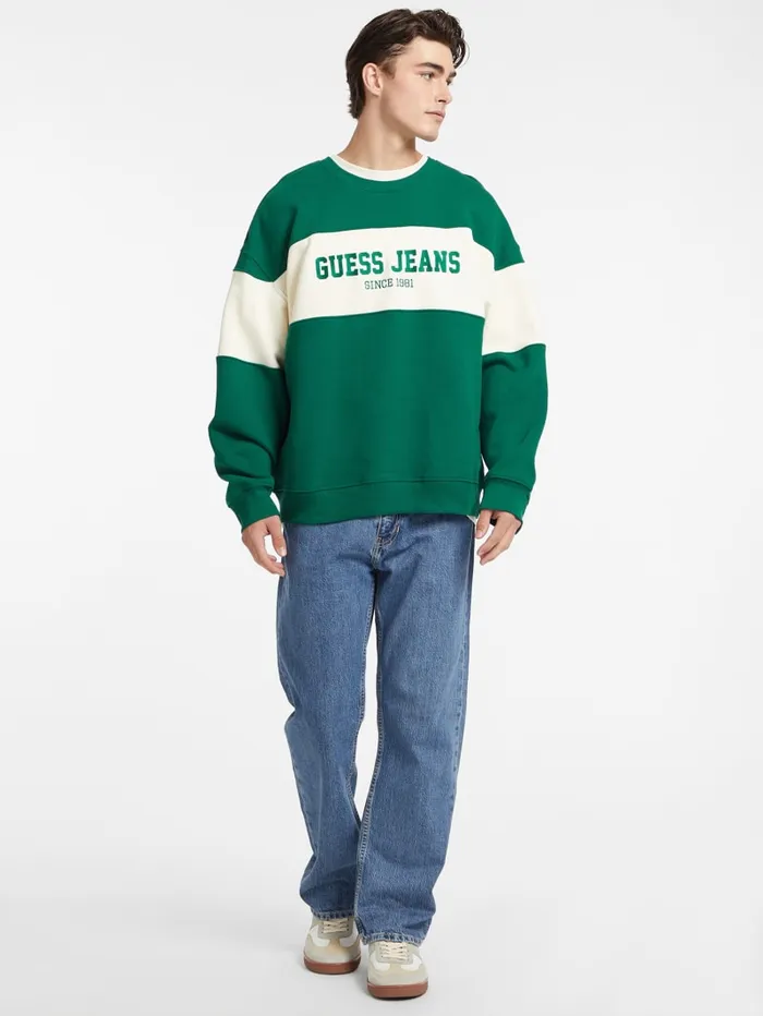 GUESS Hoodies and Sweaters Horizontal Stripe Crewneck Sweatshirt Black 8211 Men