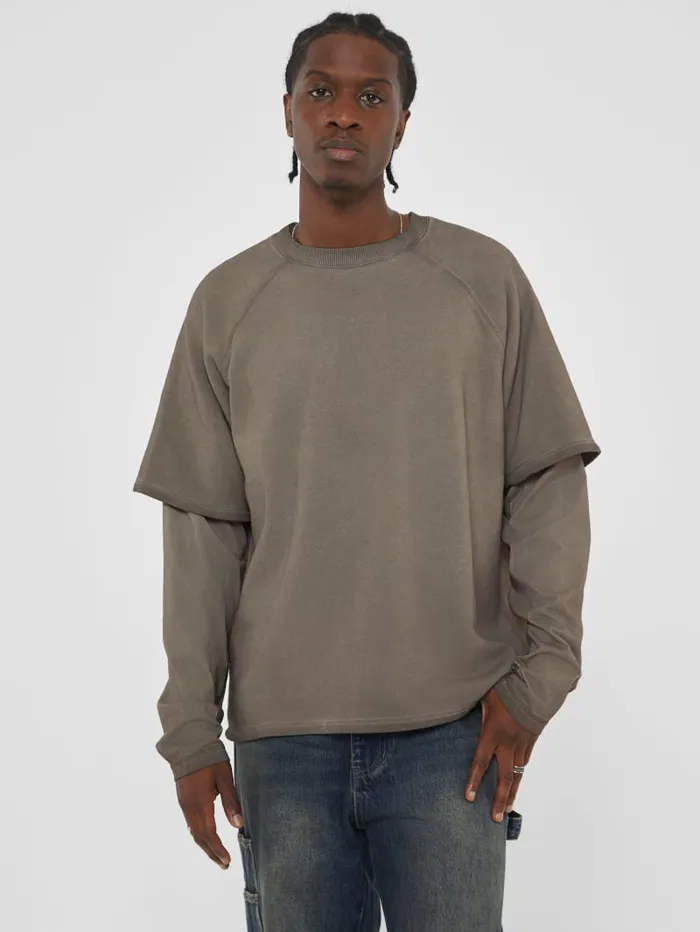 GUESS Hoodies and Sweaters Originals Layered Crewneck Brown 8211 Men