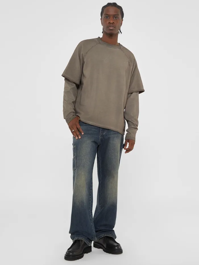 GUESS Hoodies and Sweaters Originals Layered Crewneck Brown 8211 Men