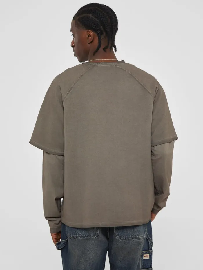 GUESS Hoodies and Sweaters Originals Layered Crewneck Brown 8211 Men