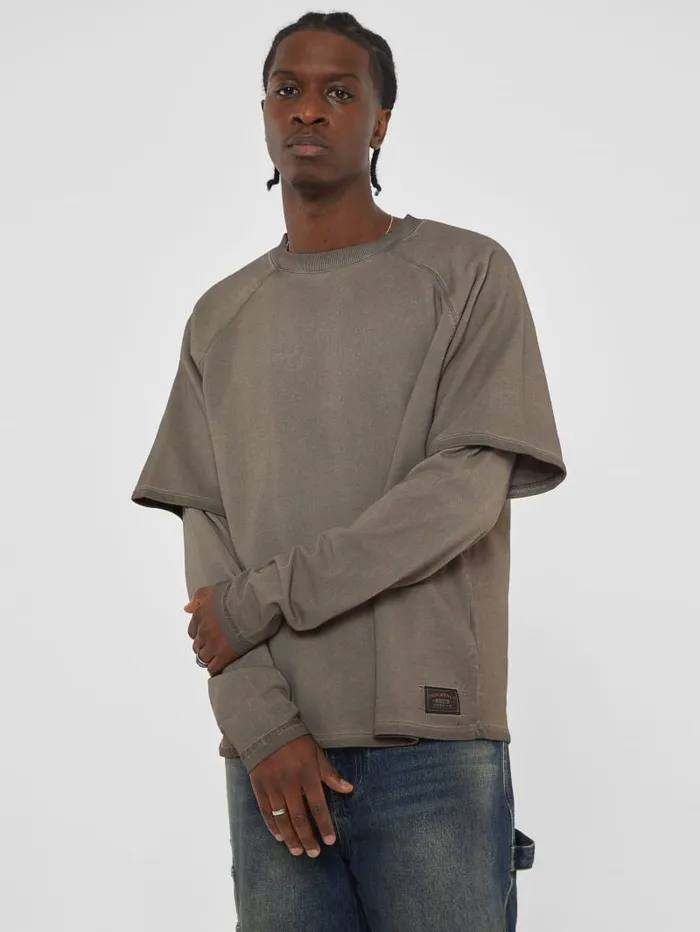GUESS Hoodies and Sweaters Originals Layered Crewneck Brown 8211 Men