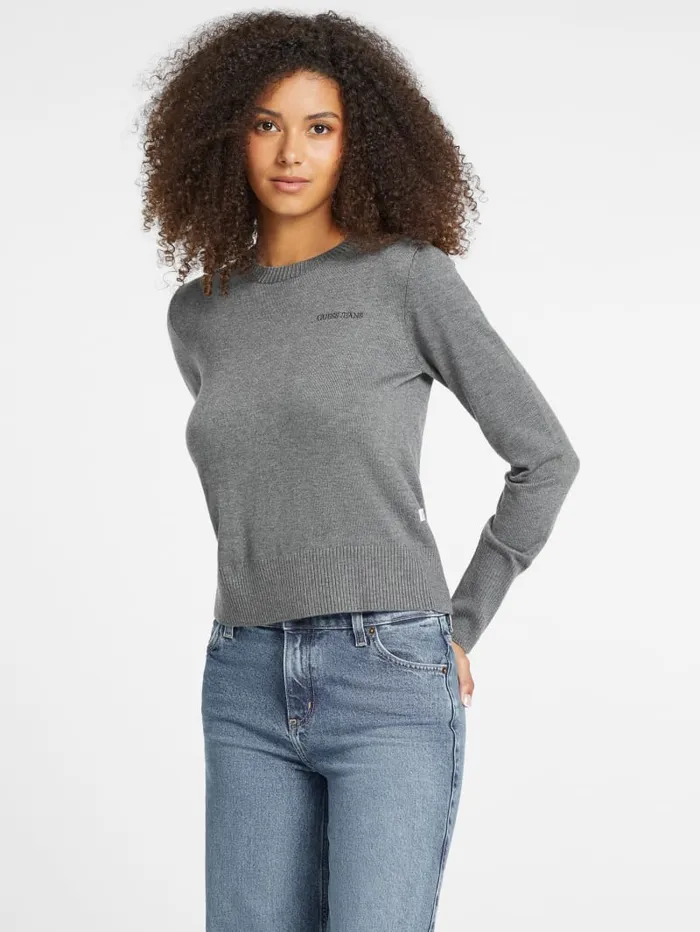 GUESS Hoodies and Sweaters Silk And WoolBlend Crew Logo Sweater Pink 8211 Women