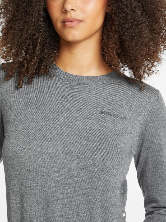 GUESS Hoodies and Sweaters Silk And WoolBlend Crew Logo Sweater Pink 8211 Women