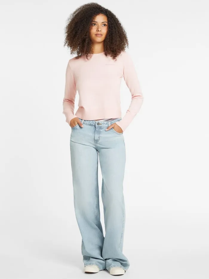 GUESS Hoodies and Sweaters Silk And WoolBlend Crew Logo Sweater Pink 8211 Women