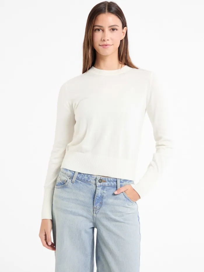 GUESS Hoodies and Sweaters Silk And WoolBlend Crew Logo Sweater Pink 8211 Women