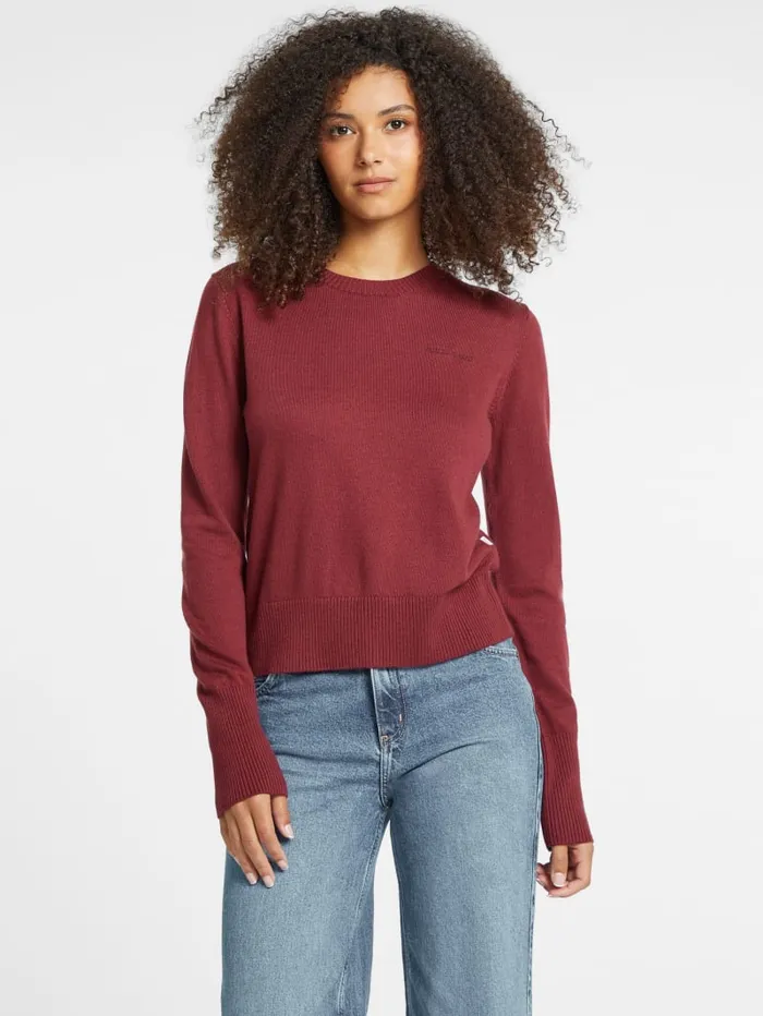 GUESS Hoodies and Sweaters Silk And WoolBlend Crew Logo Sweater Pink 8211 Women