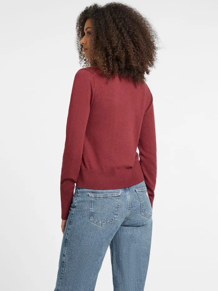 GUESS Hoodies and Sweaters Silk And WoolBlend Crew Logo Sweater Pink 8211 Women
