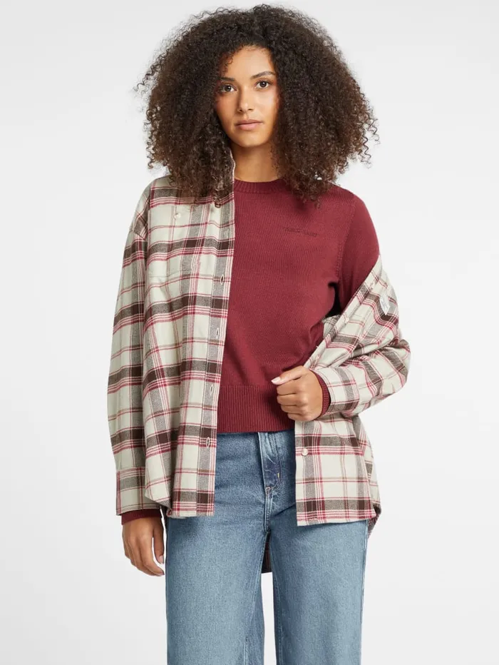 GUESS Hoodies and Sweaters Silk And WoolBlend Crew Logo Sweater Pink 8211 Women