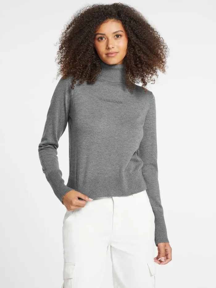 GUESS Hoodies and Sweaters Silk And WoolBlend Turtleneck Logo Sweater Pink 8211 Women