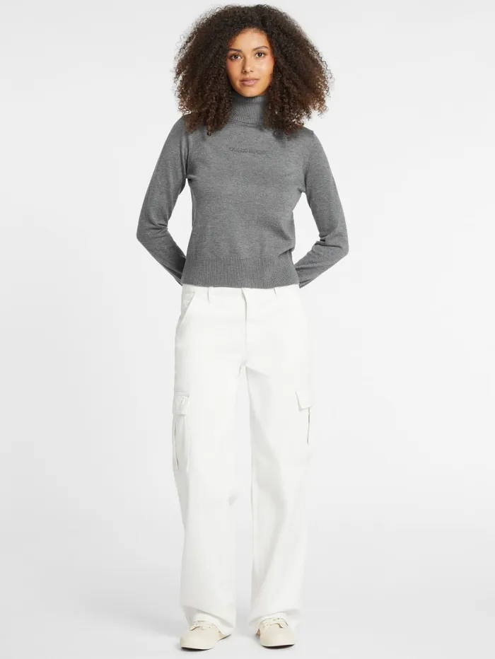 GUESS Hoodies and Sweaters Silk And WoolBlend Turtleneck Logo Sweater Pink 8211 Women
