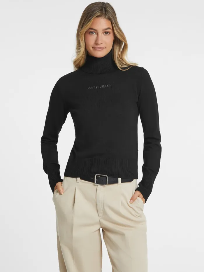 GUESS Hoodies and Sweaters Silk And WoolBlend Turtleneck Logo Sweater Pink 8211 Women
