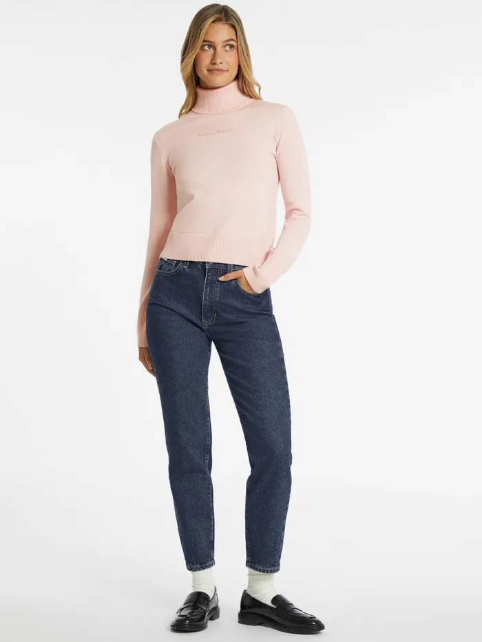 GUESS Hoodies and Sweaters Silk And WoolBlend Turtleneck Logo Sweater Pink 8211 Women