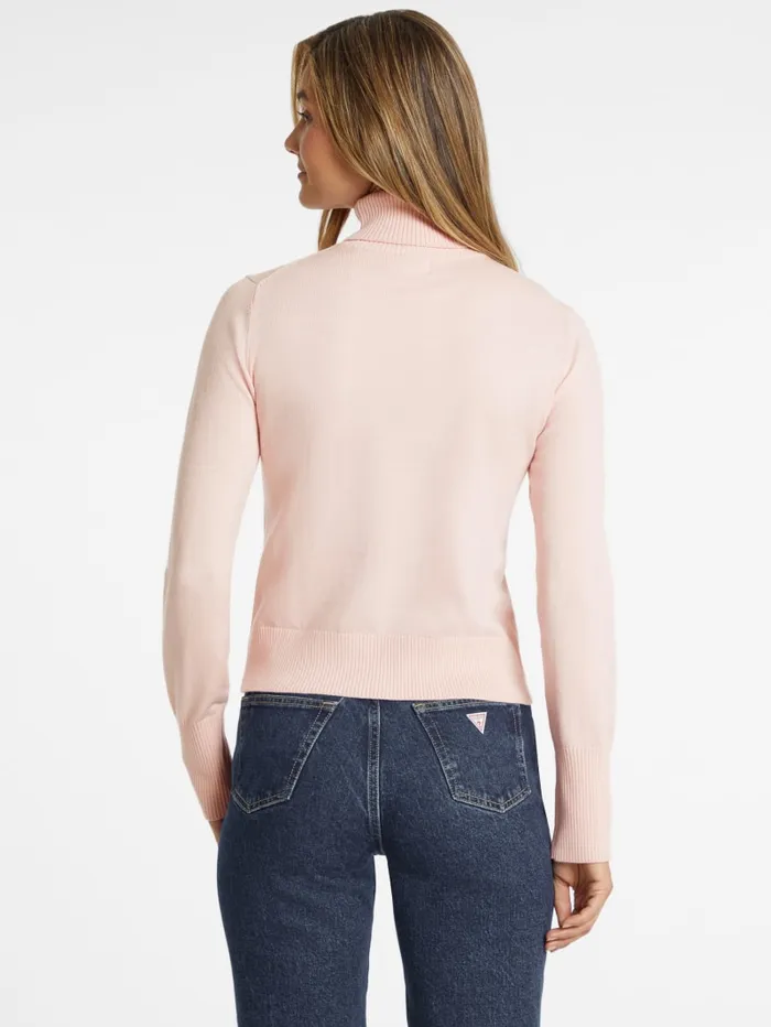 GUESS Hoodies and Sweaters Silk And WoolBlend Turtleneck Logo Sweater Pink 8211 Women