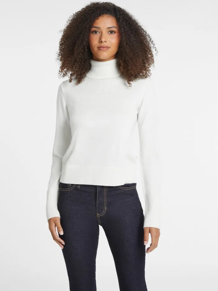 GUESS Hoodies and Sweaters Silk And WoolBlend Turtleneck Logo Sweater Pink 8211 Women