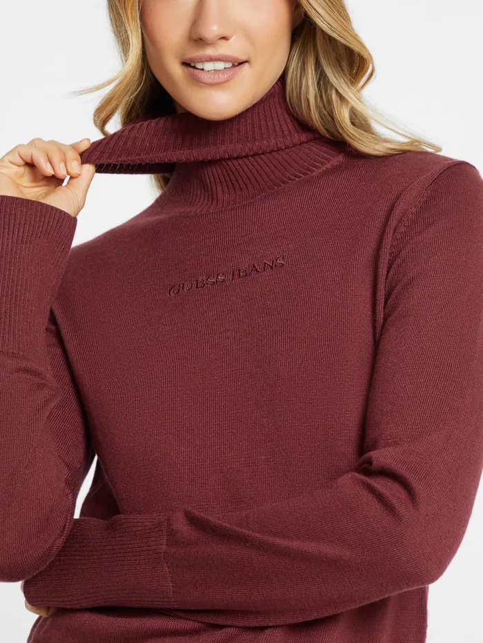 GUESS Hoodies and Sweaters Silk And WoolBlend Turtleneck Logo Sweater Pink 8211 Women