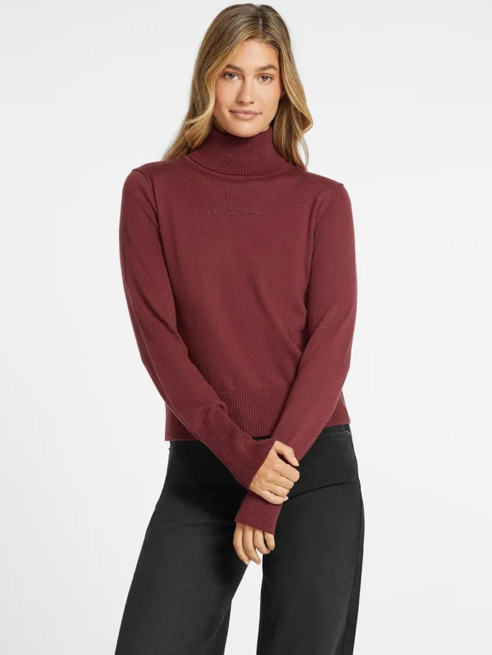 GUESS Hoodies and Sweaters Silk And WoolBlend Turtleneck Logo Sweater Pink 8211 Women