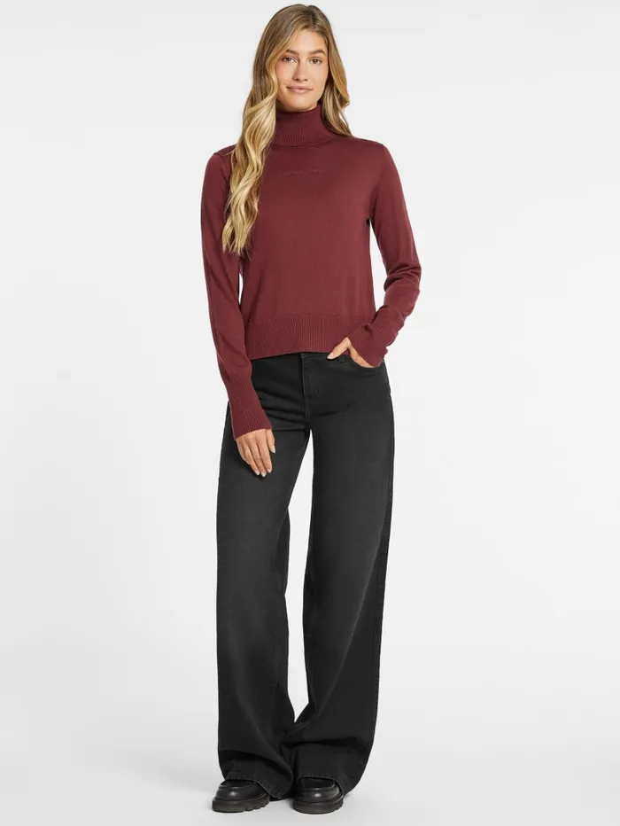 GUESS Hoodies and Sweaters Silk And WoolBlend Turtleneck Logo Sweater Pink 8211 Women