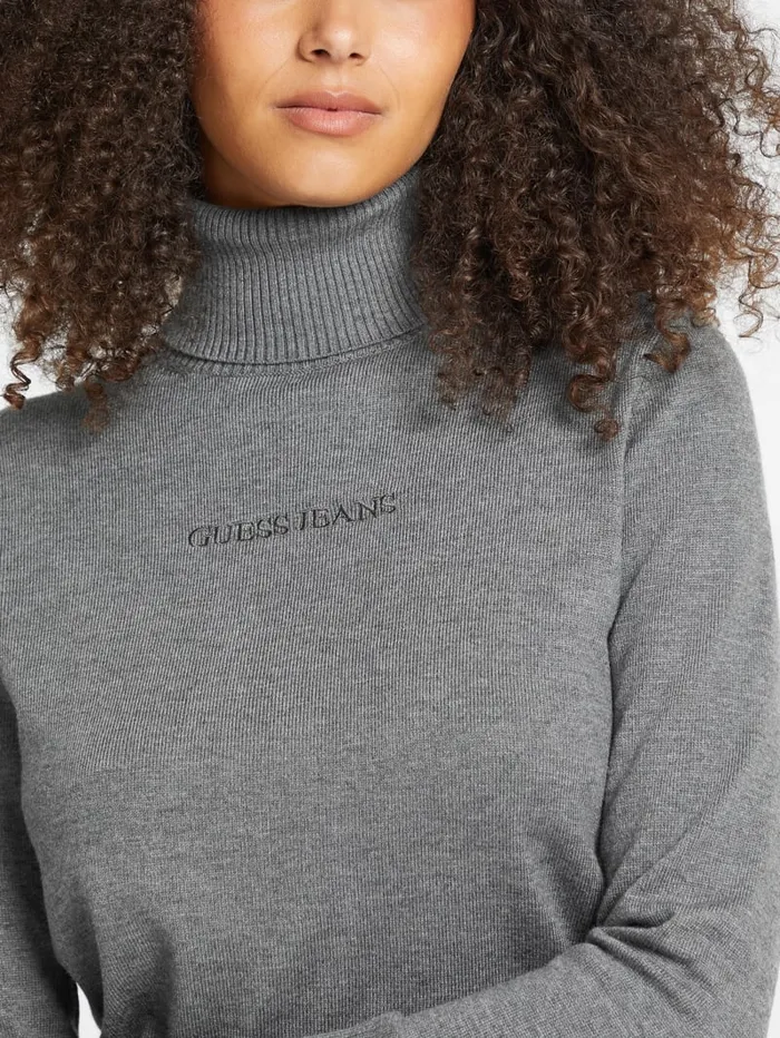 GUESS Hoodies and Sweaters Silk And WoolBlend Turtleneck Logo Sweater Pink 8211 Women