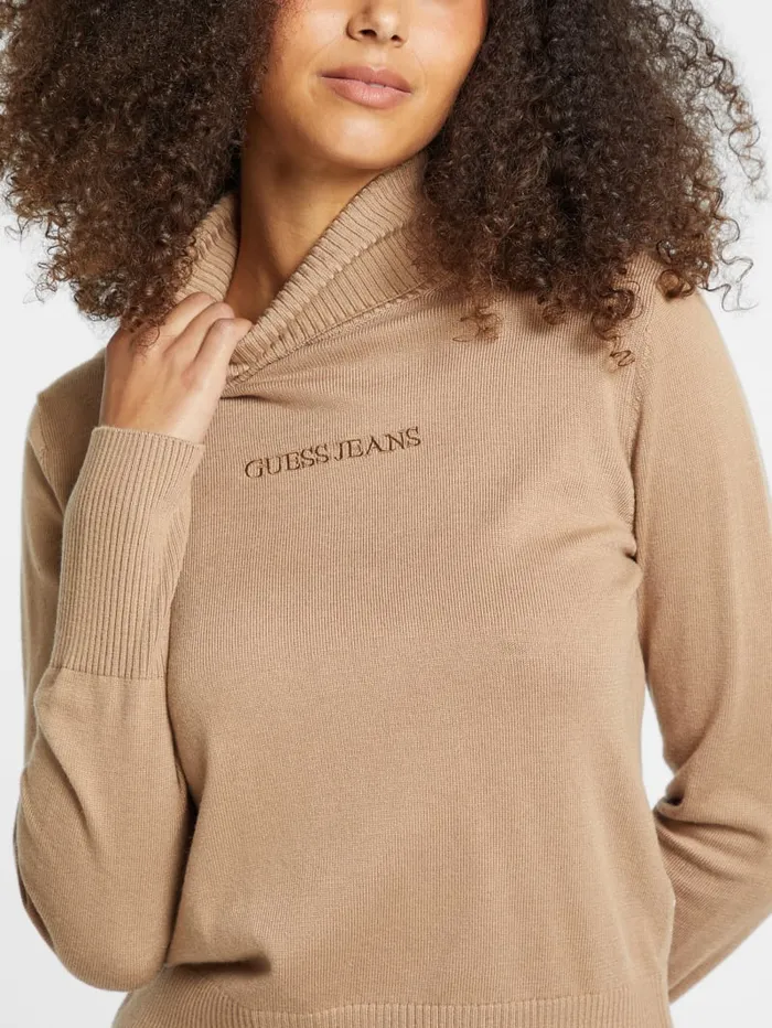 GUESS Hoodies and Sweaters Silk And WoolBlend Turtleneck Logo Sweater White 8211 Women