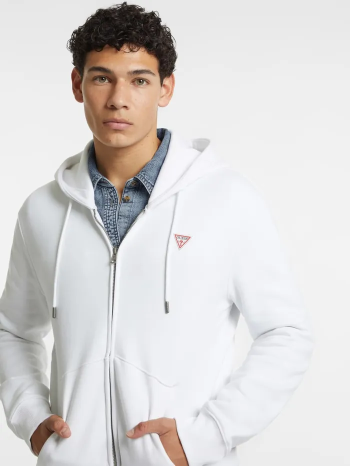 GUESS Hoodies and Sweaters Slim Mini Patch ZipUp Hoodie White 8211 Men