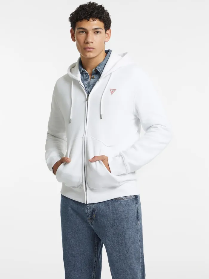 GUESS Hoodies and Sweaters Slim Mini Patch ZipUp Hoodie White 8211 Men