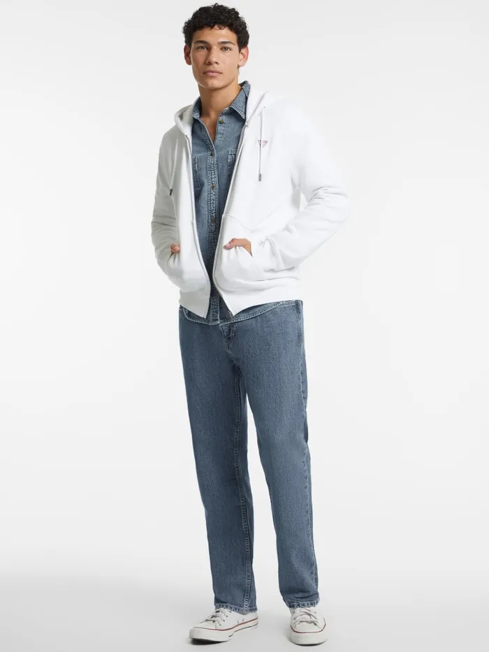 GUESS Hoodies and Sweaters Slim Mini Patch ZipUp Hoodie White 8211 Men