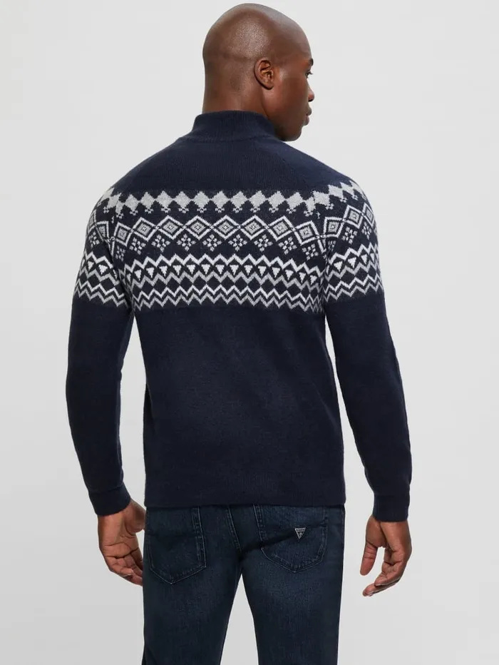 GUESS Hoodies and Sweaters WoolBlend HalfZip Sweater Blue 8211 Men