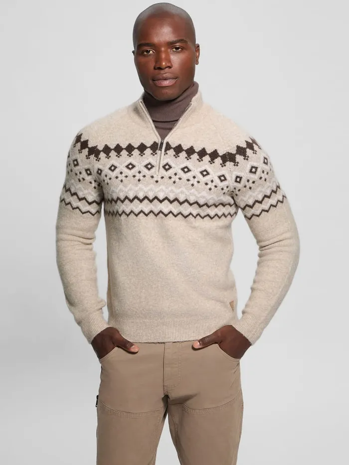 GUESS Hoodies and Sweaters WoolBlend HalfZip Sweater Blue 8211 Men