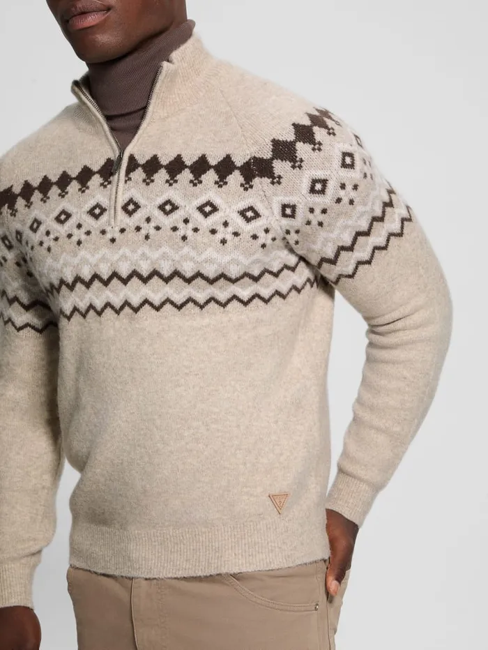 GUESS Hoodies and Sweaters WoolBlend HalfZip Sweater Blue 8211 Men