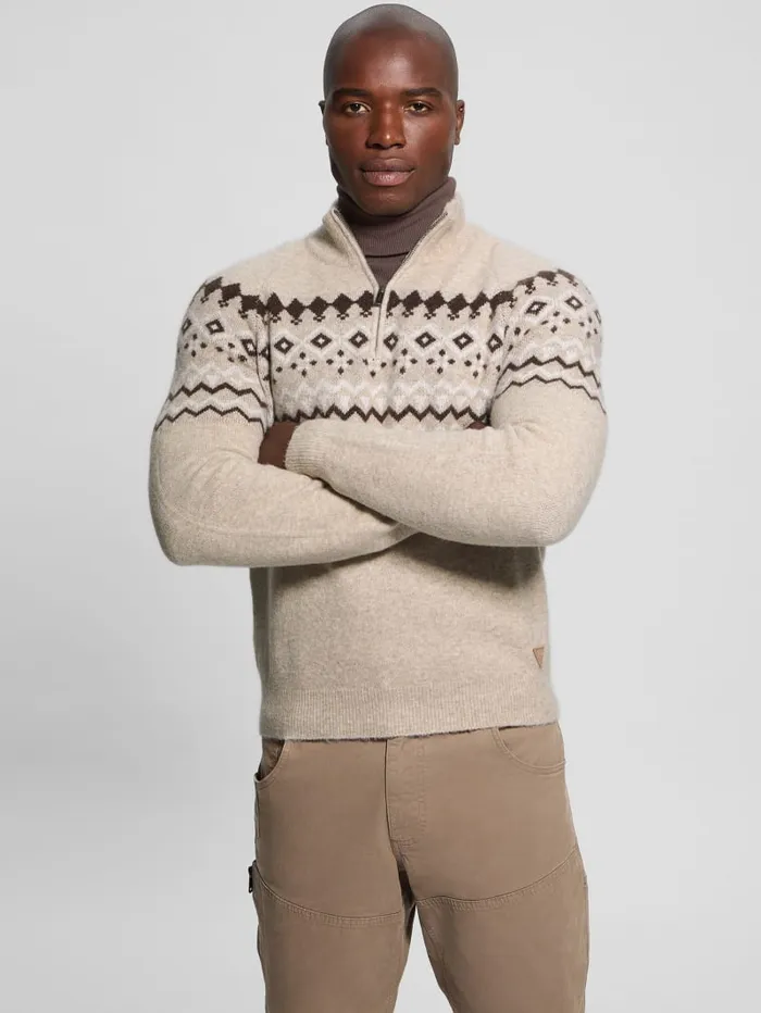 GUESS Hoodies and Sweaters WoolBlend HalfZip Sweater Blue 8211 Men