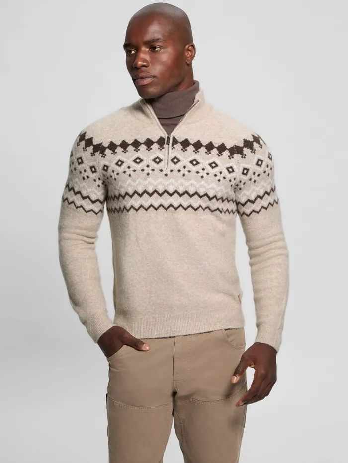 GUESS Hoodies and Sweaters WoolBlend HalfZip Sweater Blue 8211 Men