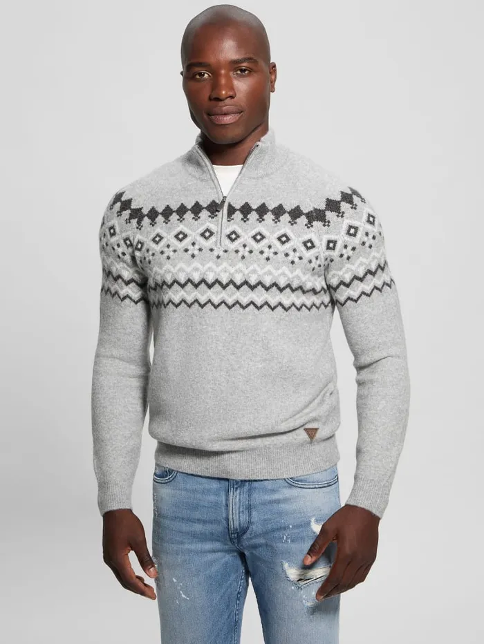 GUESS Hoodies and Sweaters WoolBlend HalfZip Sweater Blue 8211 Men