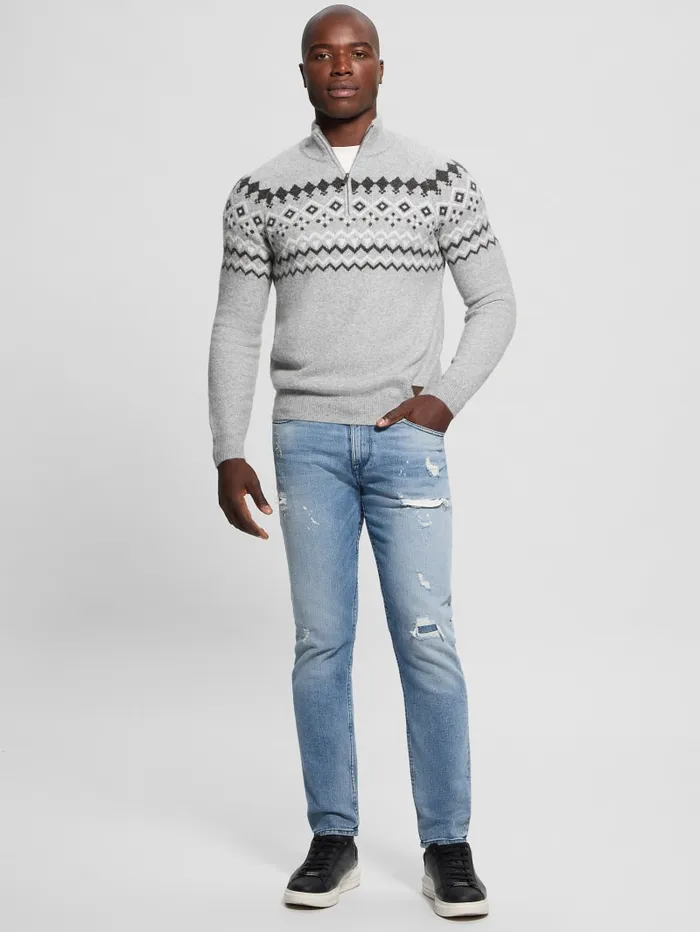 GUESS Hoodies and Sweaters WoolBlend HalfZip Sweater Blue 8211 Men