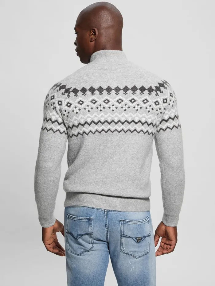 GUESS Hoodies and Sweaters WoolBlend HalfZip Sweater Blue 8211 Men