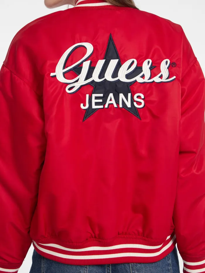 GUESS Jackets and Coats Eco Embroidered Varsity Jacket White 8211 Women