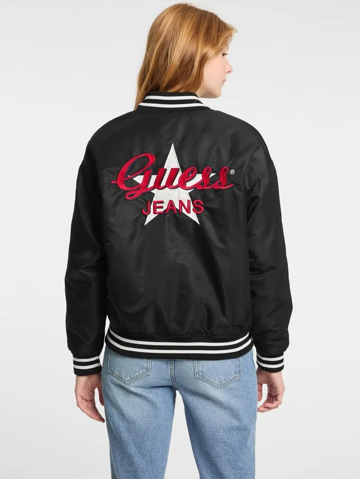 GUESS Jackets and Coats Eco Embroidered Varsity Jacket White 8211 Women