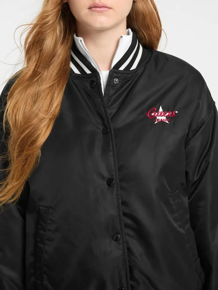 GUESS Jackets and Coats Eco Embroidered Varsity Jacket White 8211 Women