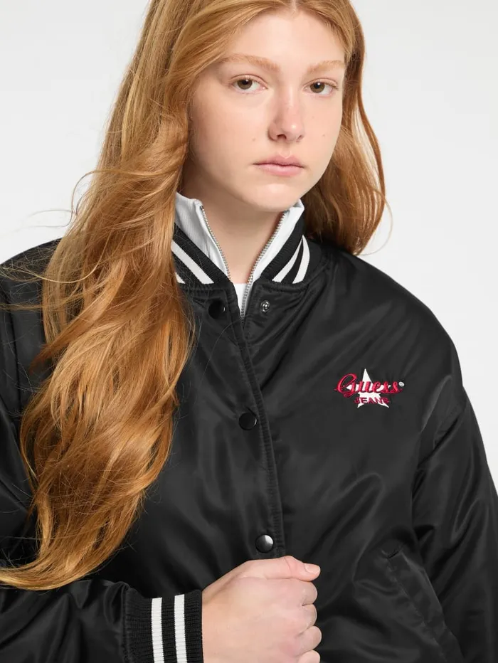 GUESS Jackets and Coats Eco Embroidered Varsity Jacket White 8211 Women