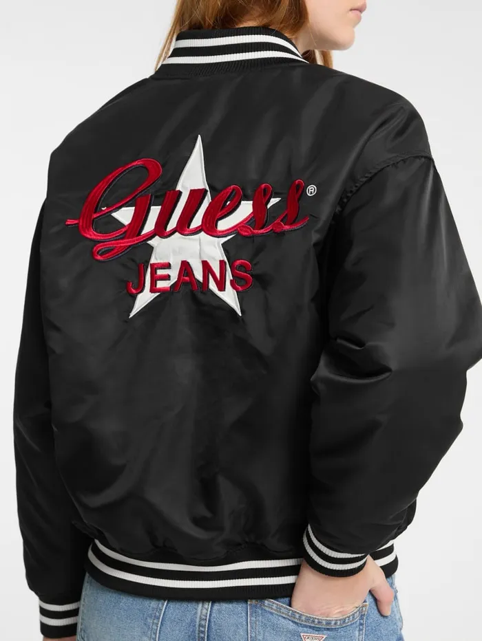 GUESS Jackets and Coats Eco Embroidered Varsity Jacket White 8211 Women