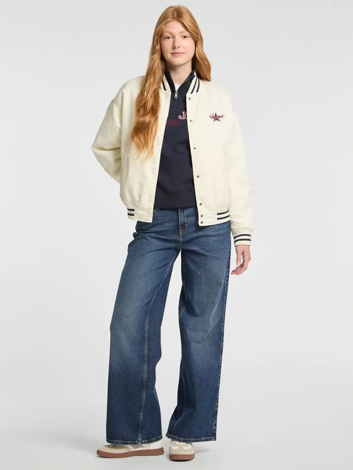 GUESS Jackets and Coats Eco Embroidered Varsity Jacket White 8211 Women