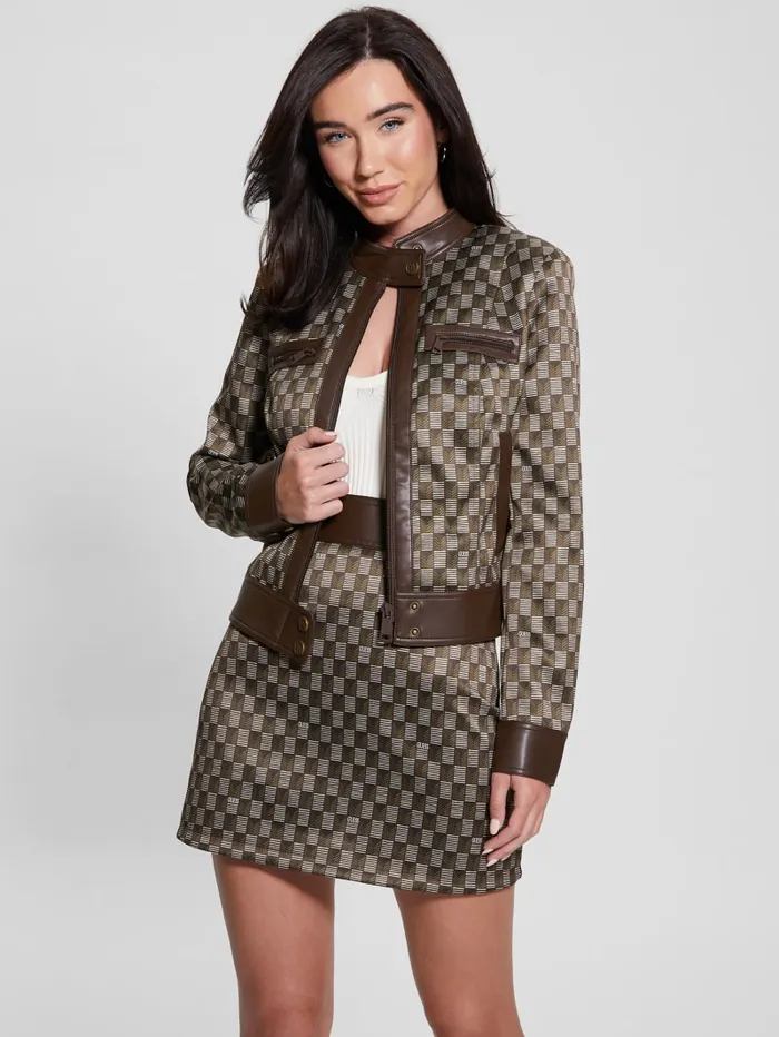 GUESS Jackets and Coats Eco Greta Moto Jacket Brown 8211 Women