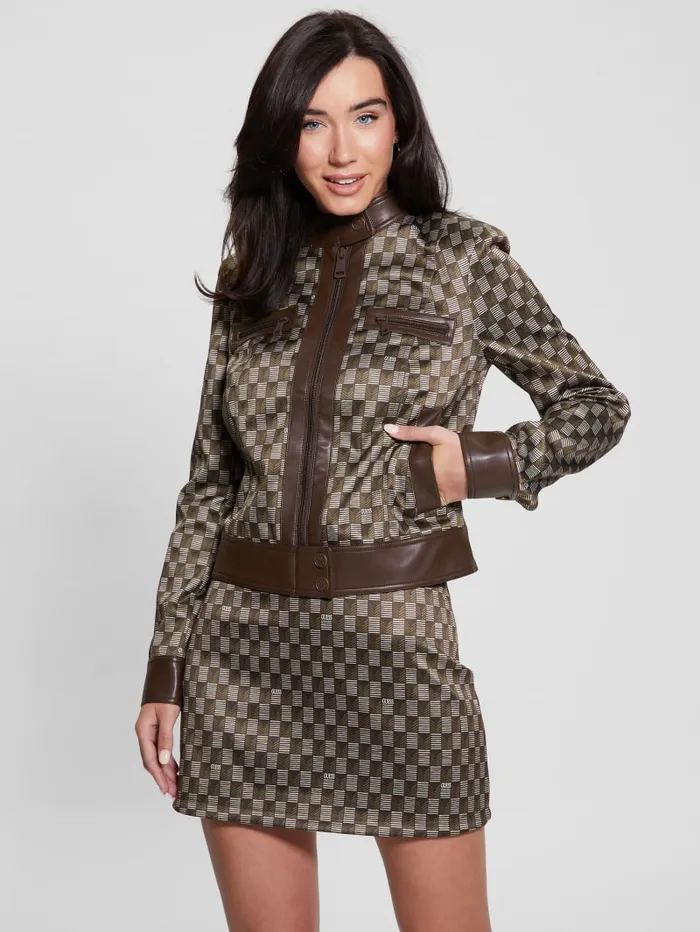 GUESS Jackets and Coats Eco Greta Moto Jacket Brown 8211 Women
