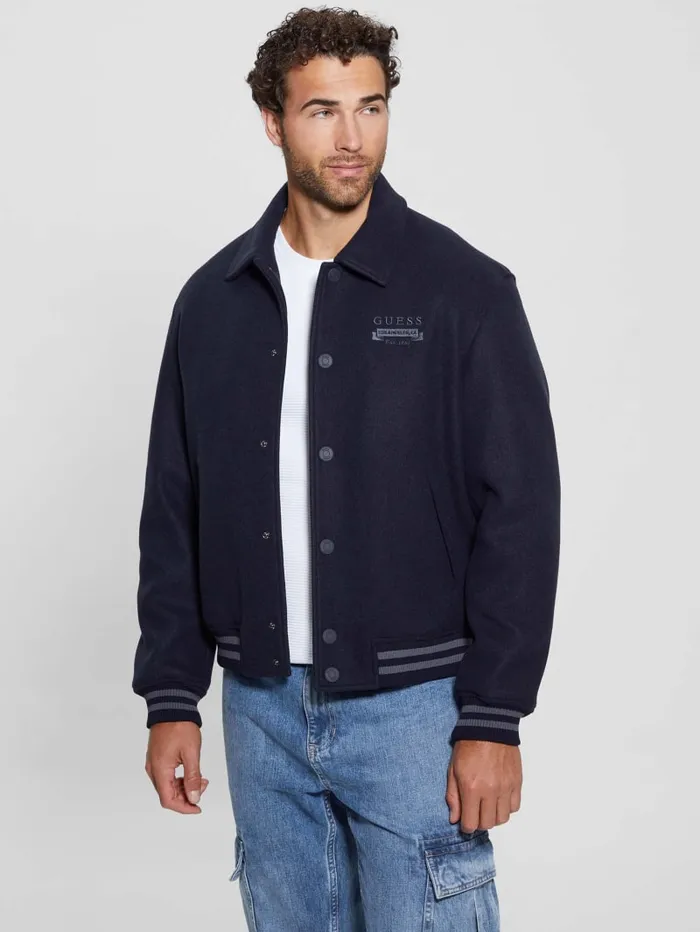 GUESS Jackets and Coats Eco Melton Flight Jacket Blue 8211 Men