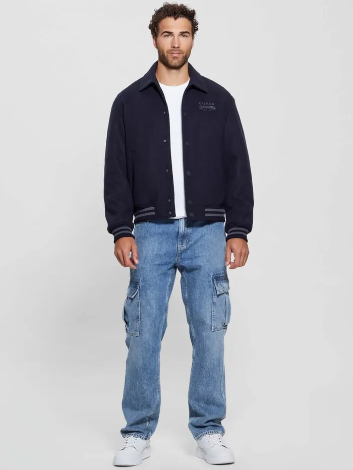 GUESS Jackets and Coats Eco Melton Flight Jacket Blue 8211 Men