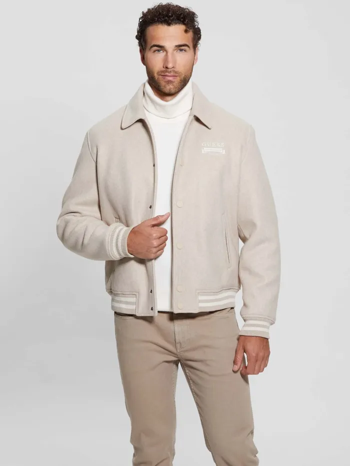 GUESS Jackets and Coats Eco Melton Flight Jacket Blue 8211 Men