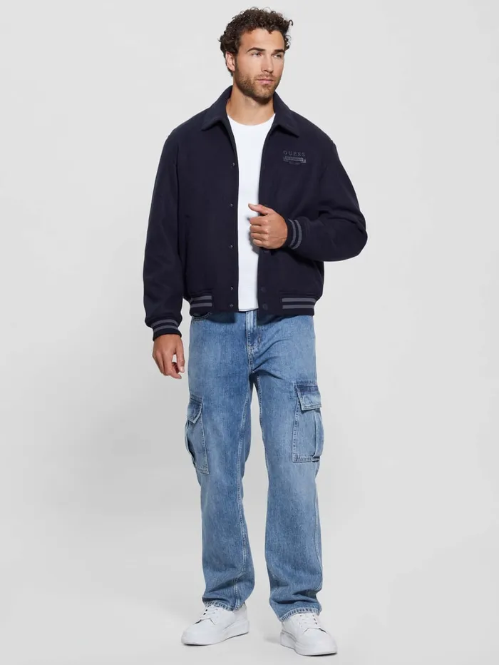 GUESS Jackets and Coats Eco Melton Flight Jacket Blue 8211 Men