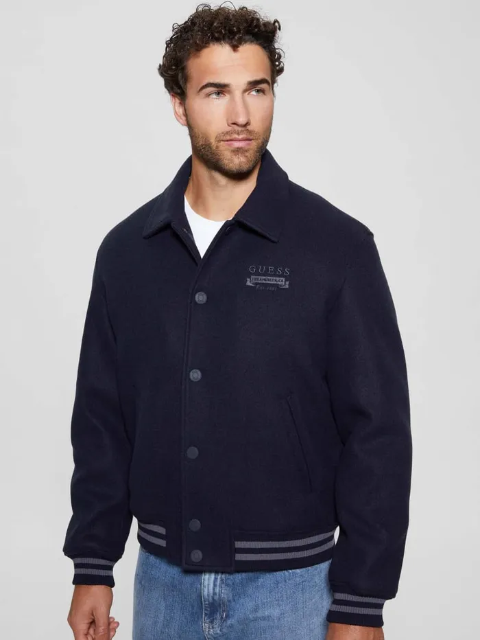 GUESS Jackets and Coats Eco Melton Flight Jacket Blue 8211 Men