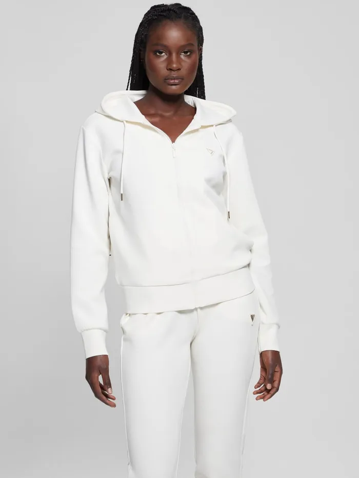 GUESS Jackets and Coats Eco Olympe FullZip Hoodie Sweatshirt White 8211 Women